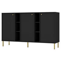 SIDEBOARD Oktio Schwarz-Graphit 159 cm - Goldfarben/Schwarz, Holzwerkstoff/Metall (157.7/95/40.8cm) - Selsey