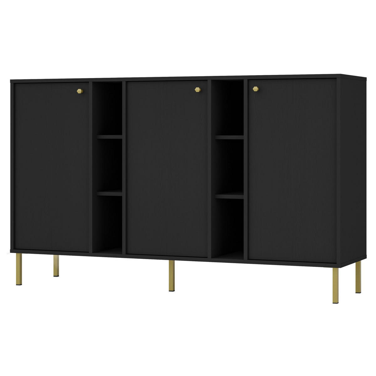 SIDEBOARD Oktio Schwarz-Graphit 159 cm - Goldfarben/Schwarz, Holzwerkstoff/Metall (157.7/95/40.8cm) - Selsey
