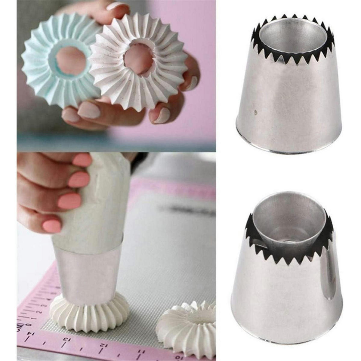 SPRITZTÜLLEN Set 4-teilig Edelstahl - Silberfarben, Metall (5.5/3/6cm)