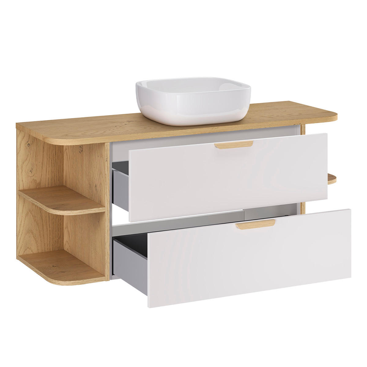 BADMÖBEL 120.4cm Oria 2er-Set Weiß - Weiß, Holzwerkstoff (120.4/50/45.8cm) - Petits-meubles