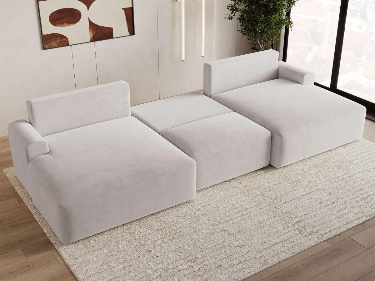 ECKSOFA U Serene Grau - Grau, Holz/Textil (391/145cm) - Graingold