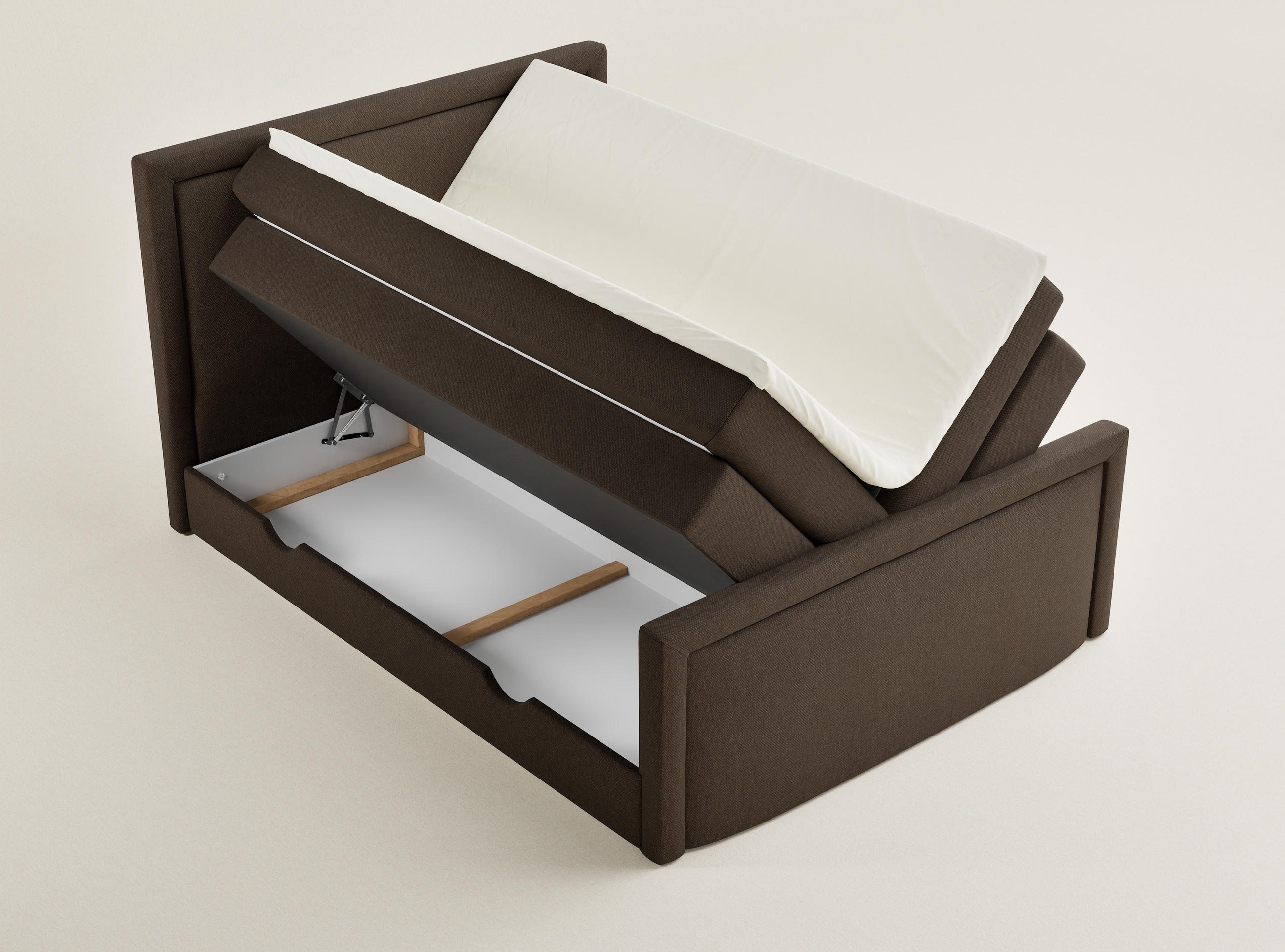 BOXSPRINGBETT Fresco 140/200 cm, in Braun, Bettkasten, Matratze, Topper - Schwarz/Braun, Holz/Holzwerkstoff (140/200cm) - Maison de Reve