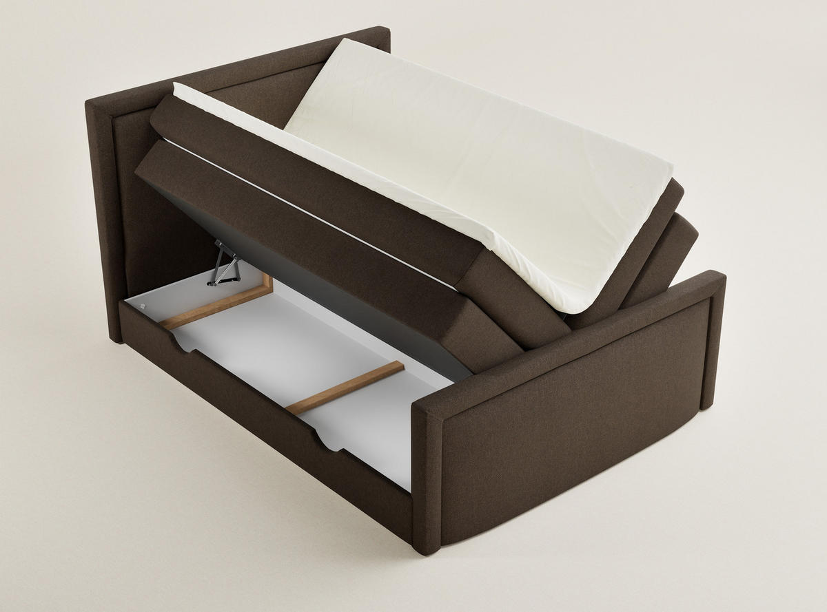 BOXSPRINGBETT Fresco 180/200 cm, in Braun, Bettkasten, Matratze, Topper - Schwarz/Braun, Holz/Holzwerkstoff (180/200cm) - Maison de Reve