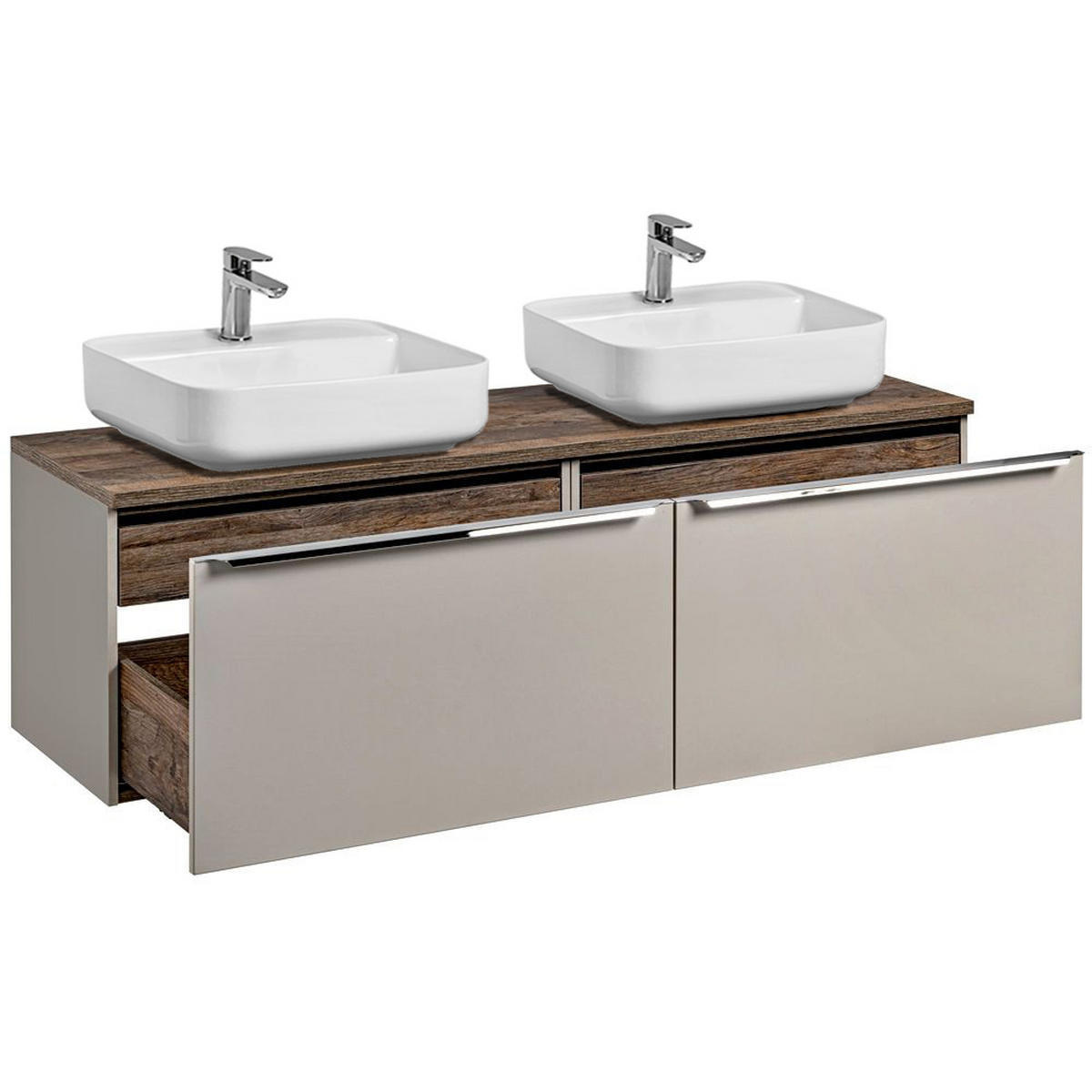 BADMÖBEL-SET 5-TLG. Puebla-56 - Beige, Holzwerkstoff (160/63/46cm) - Lomado
