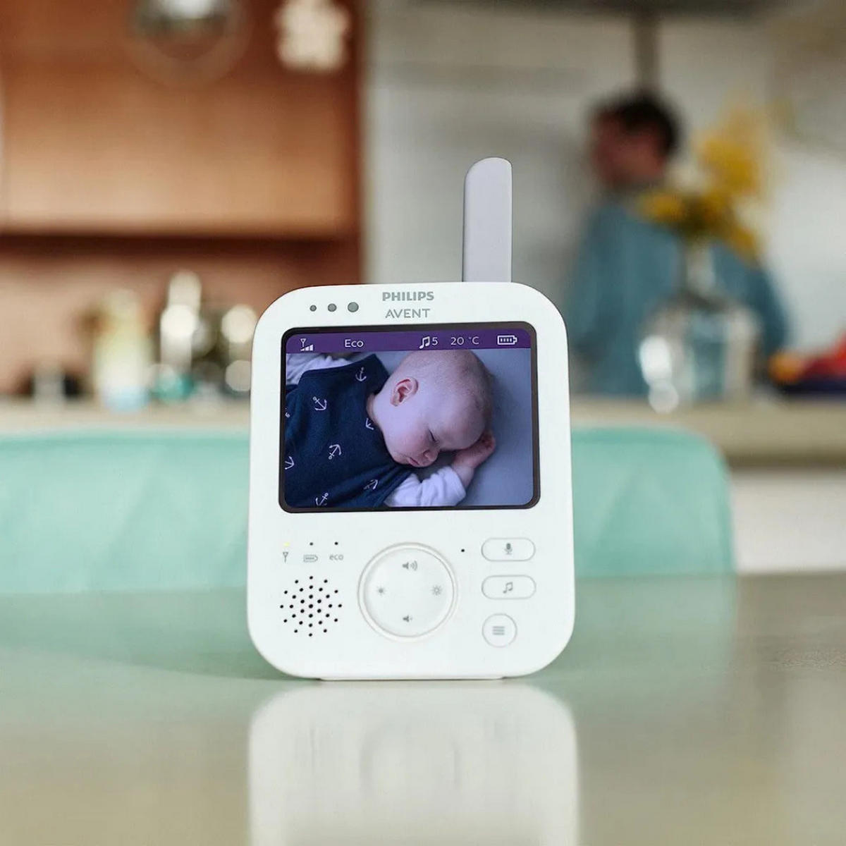 BABYPHONE Video Monitor 3,5 Zoll Nachtsicht 300 m Reichweite FHSS Temperatursensor ECO Modus Weiß - Weiß, Kunststoff - Philips