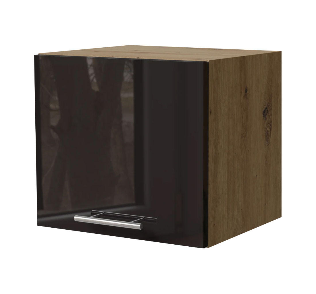 KLAPPHÄNGESCHRANK Essen W4B/40 Schwarz Hochglanz / Eiche Artisan Matt 40 / 32,5 / 36cm - Schwarz Hochglanz/Schwarz, Holz/Holzwerkstoff (40/36/32.5cm) - Feldmann-Wohnen