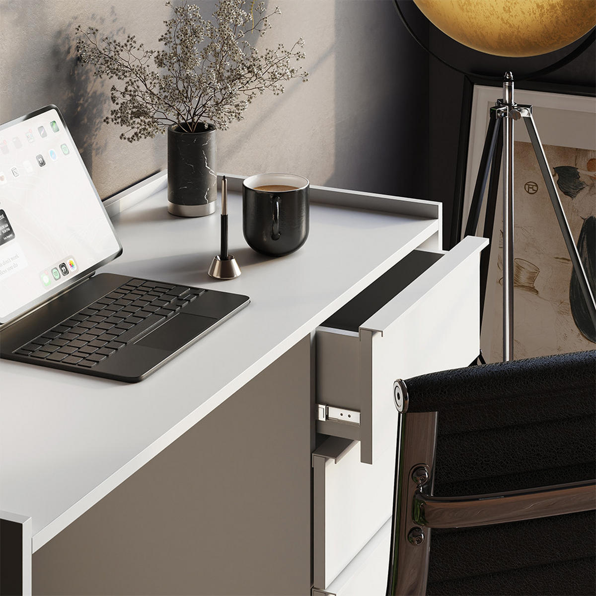 STŮL Viktoria Bílá - bílá, kompozitní dřevo (45/110/77.2cm) - Vicco