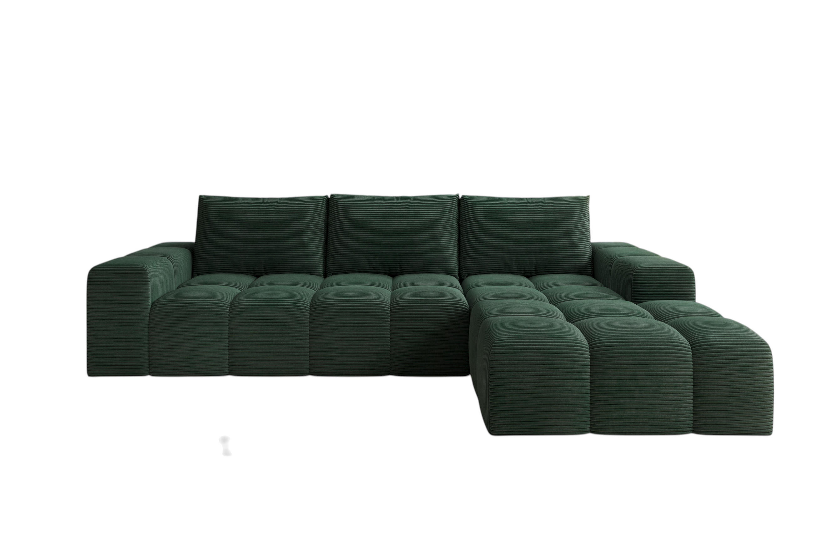 ECKSOFA Cento, L-Form, Ottomane Rechts, Cordstoff, 285x56x180 cm, Grün - Grün, Holz (250/180cm) - PROMETO Möbel