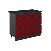 SPODNÍ SKŘÍŇKA KUCHYŇSKÉ LINKY R-Line, Červená/Antracit, 100 cm pracovná doska antracitová - antracitová/červená, kompozitní dřevo (100/81.6/60cm) - Vicco