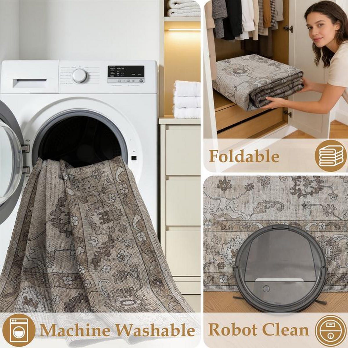 CHENILLE-TEPPICH Script Creme/Beige 200x290 cm - Multicolor, Textil (200/290cm) - Vercai Rugs
