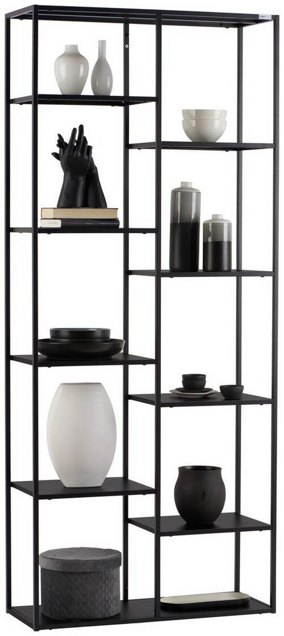 REGAL Schwarz  - Schwarz, Trend, Kunststoff/Metall (80/188/30cm) - Carryhome
