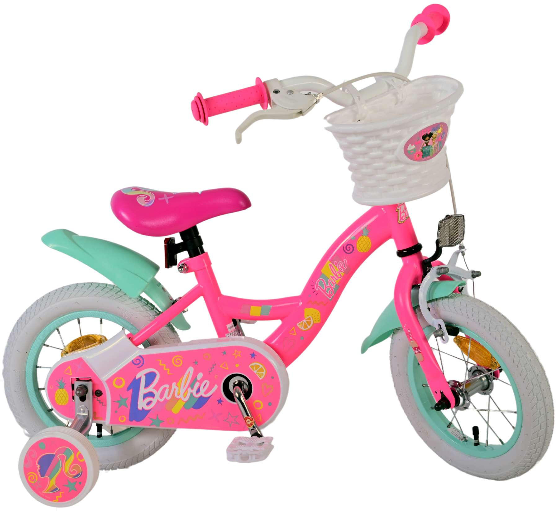 KINDERFAHRRAD Barbie - Mädchen - 12 Zoll - Rücktritt + Handbremse - Rosa - Rosa, Metall (48cm) - TPFSports