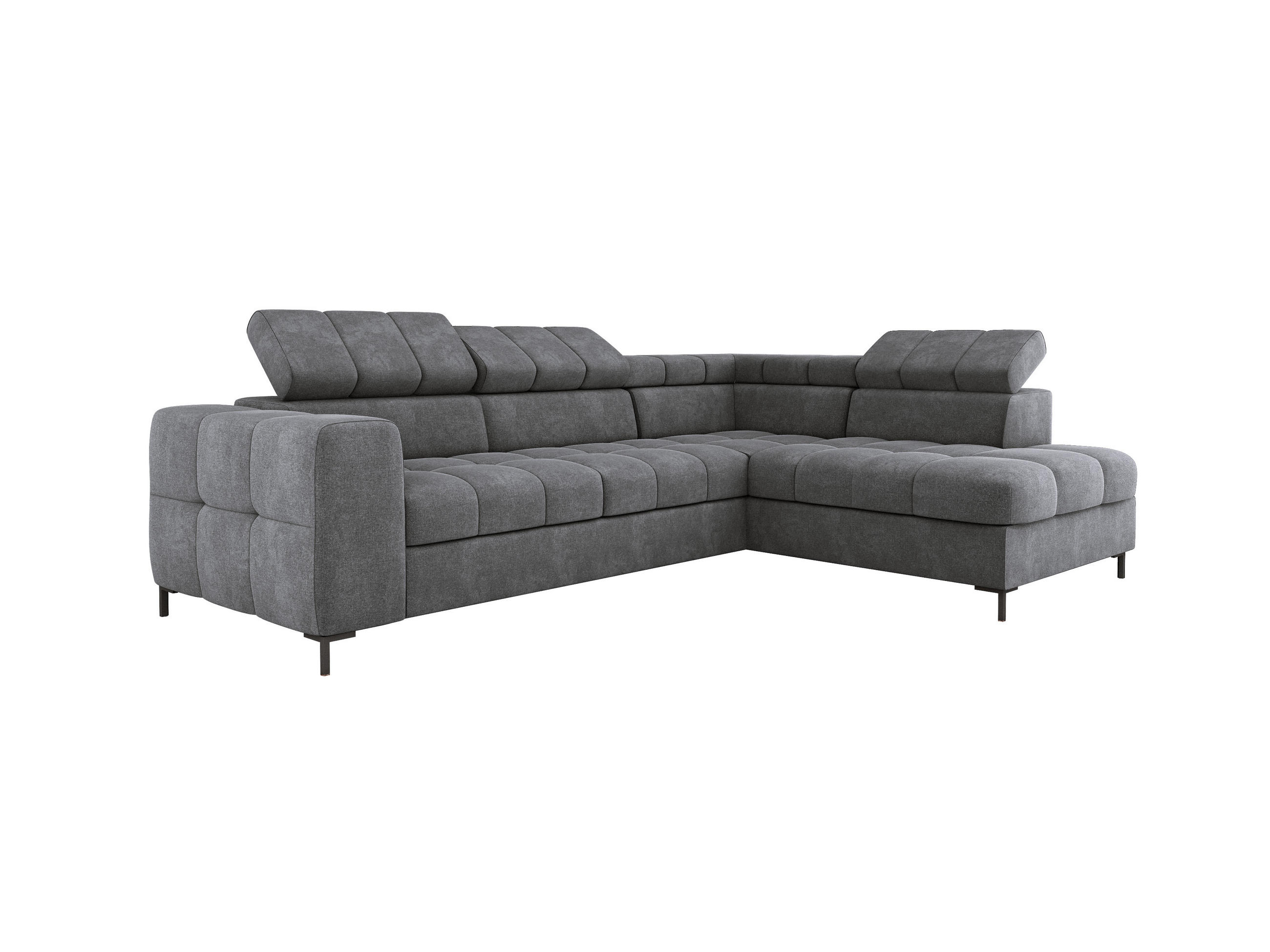 ECKSOFA PABLOS 279x201cm, Schlaffunktion, Stauraum, hellgrau, rechts - Hellgrau, Holz/Textil (279/201cm) - DomoHome