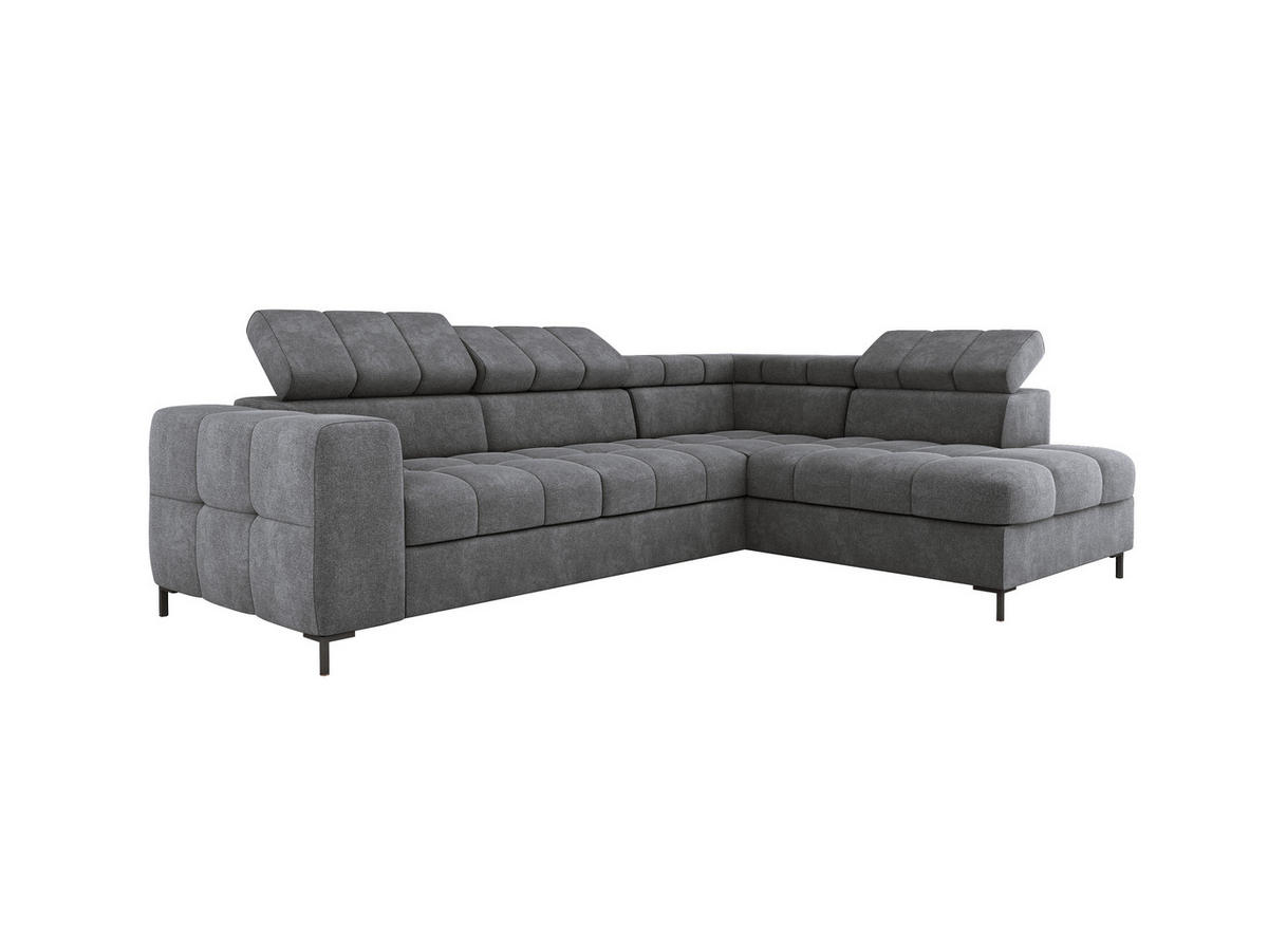 ECKSOFA PABLOS 279x201cm, Schlaffunktion, Stauraum, hellgrau, rechts - Hellgrau, Holz/Textil (279/201cm) - DomoHome