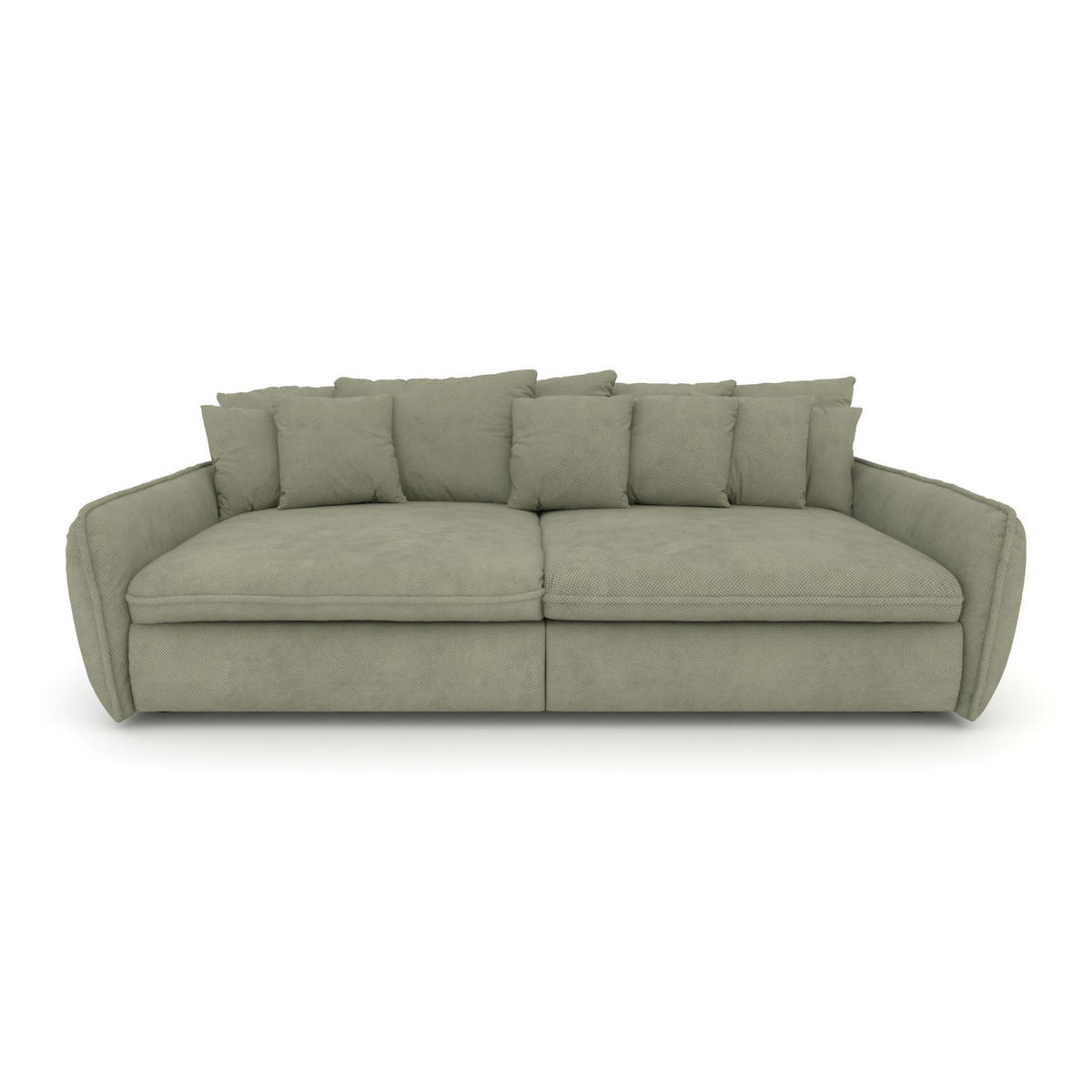 BIGSOFA Hereford Velvet Grün inkl. 11 Kissen 234/131/61 cm - Salbeigrün, Kunststoff/Textil (234/61/131cm) - foamnova