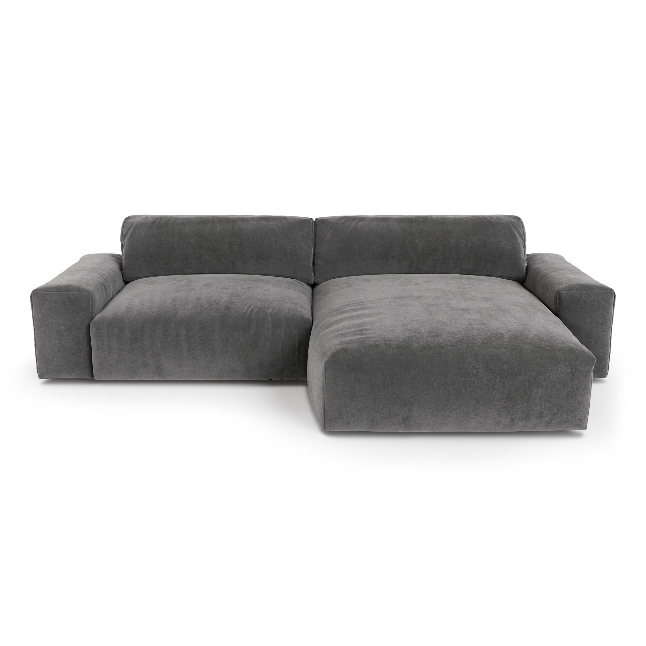 ECKSOFA RECHTS Samt Graphitgrau 310cm - Graphitfarben/Grau, Textil (310/174cm) - Sia Home