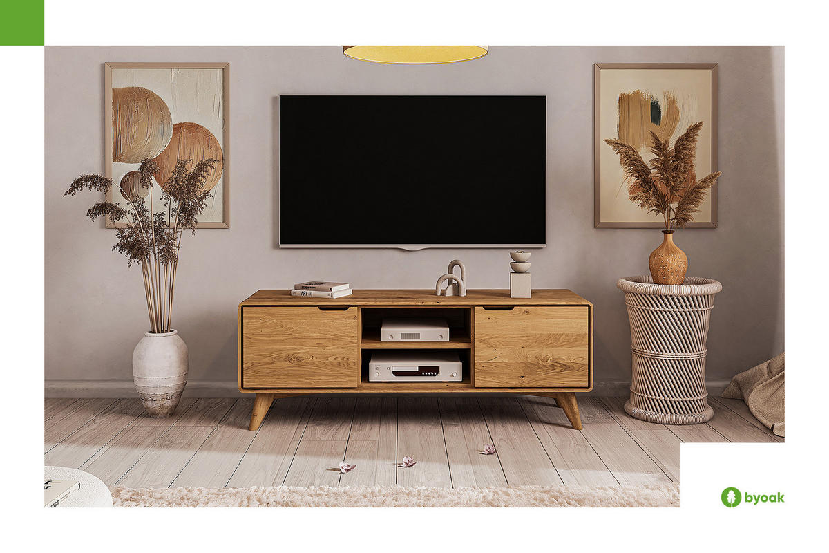 GREG HIFI-SCHRANK Wildeiche - Wildeiche, Holz (134/48/40cm) - byoak