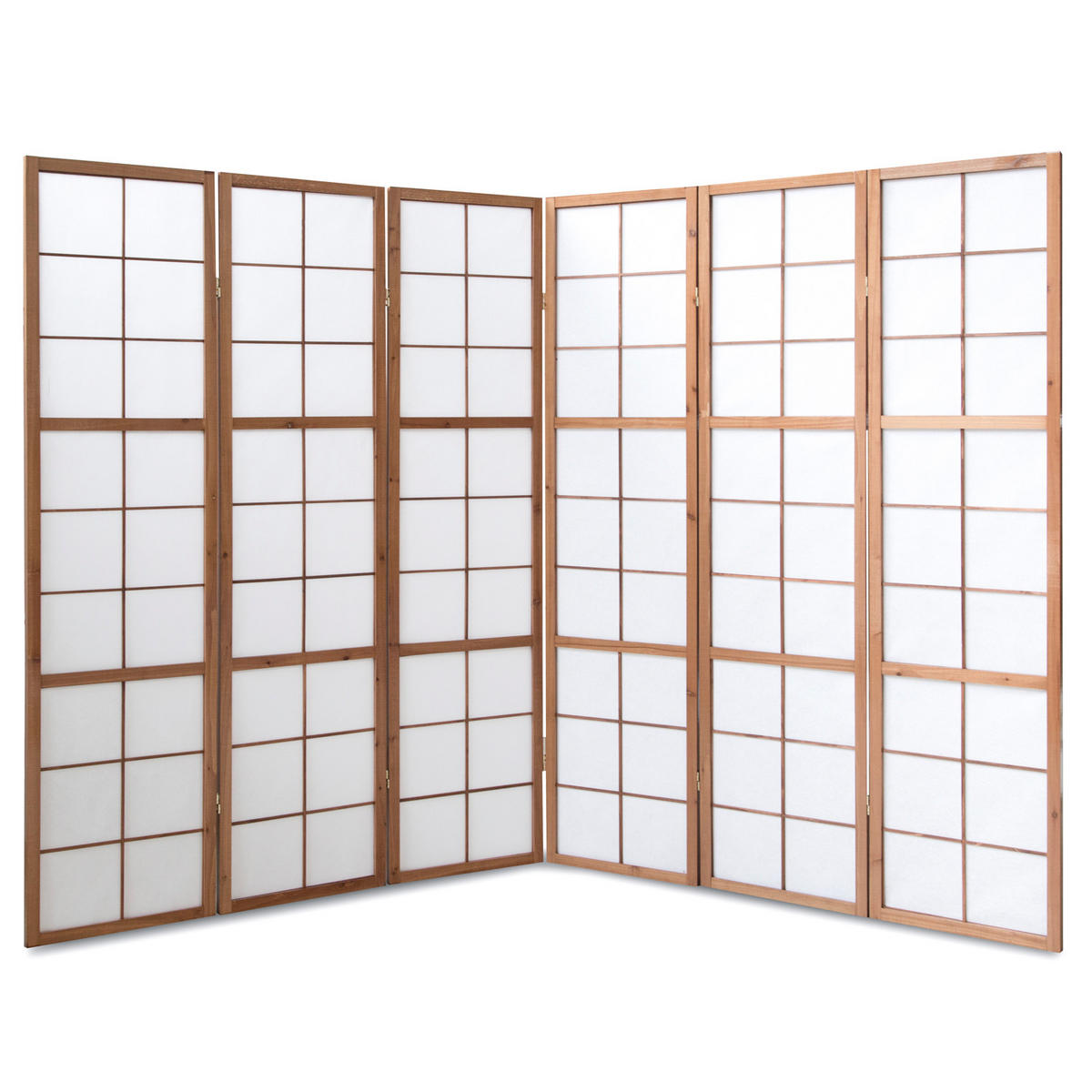 PARAVENT 6-tlg. 264/175 cm Braun Shoji - Braun, Holz (264/175/2cm) - Homestyle4u