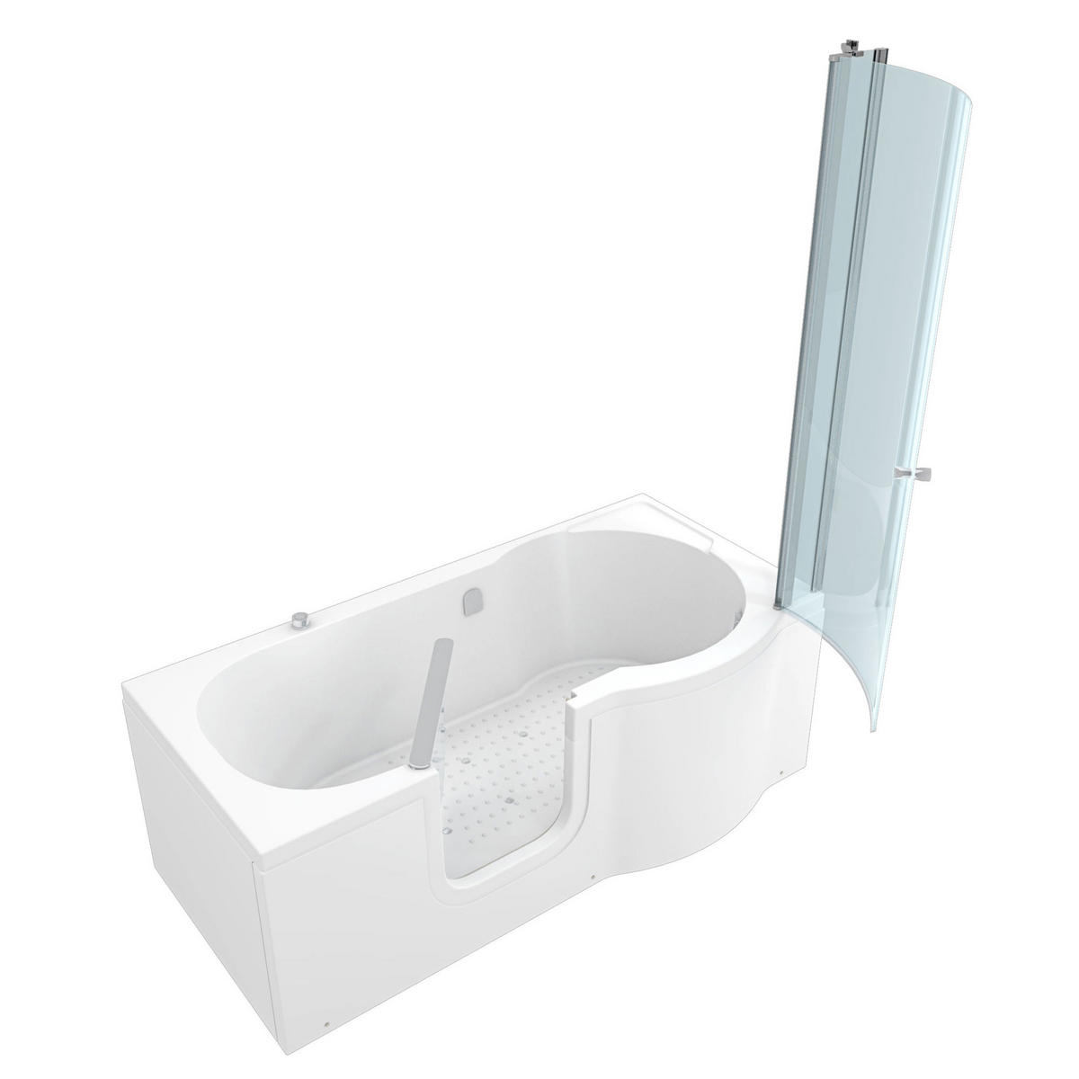 SENIORENDUSCHE Sitzwanne Tür S12D-AIR-L 170x85cm - Weiß, Glas/Kunststoff (85/200/170cm) - AcquaVapore by Sandra Jentho