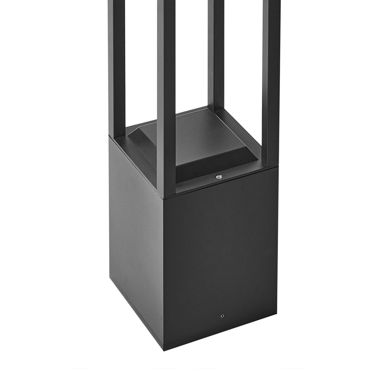 SOLAR-LED-POLLERLEUCHTE Schwarz Loon - Schwarz, Metall (15/15/60cm) - Beliani