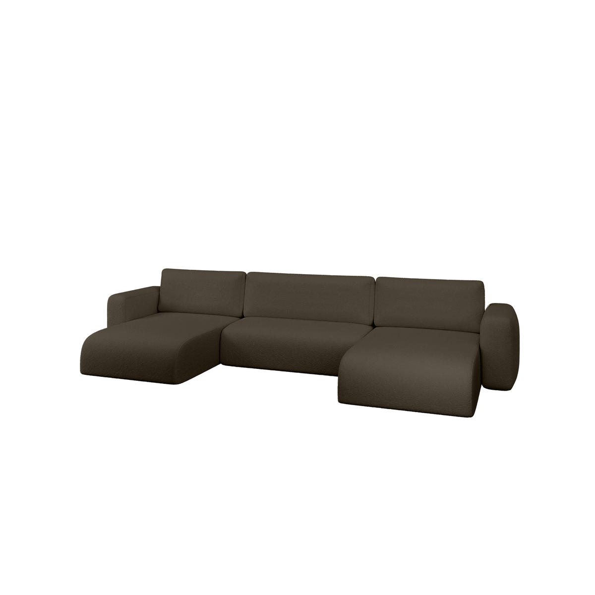 WOHNLANDSCHAFT TALW U mit Schlaffunktion, Dunkelbraun - Dunkelbraun, Textil (398/185cm) - Fedve