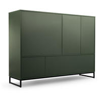 KOMMODE Giana mit 5 Türen, 160 cm, Flaschengrün - Dunkelgrün/Schwarz, Holzwerkstoff (160/120/45cm) - Beautysofa