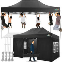 FALTPAVILLON 300 x 450 cm Wasserdicht Schwarz mit 4 Seitenwänden - Schwarz, Textil (300/240/450cm)