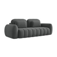 3-SITZER SOFA mit Schlaffunktion Bouclé Stoff Grau - Dunkelgrau/Schwarz, Holzwerkstoff/Kunststoff (266/95/121cm) - LaMiaSofa