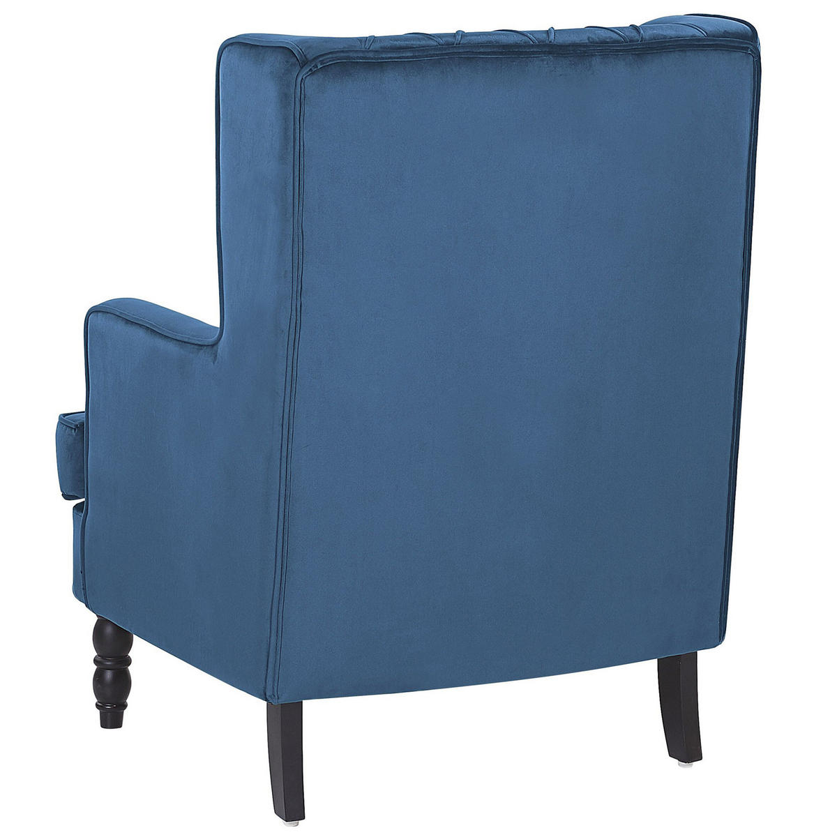 SESSEL Samtstoff blau plus Hocker Sandset - Blau, Textil (72/103/75cm) - Beliani