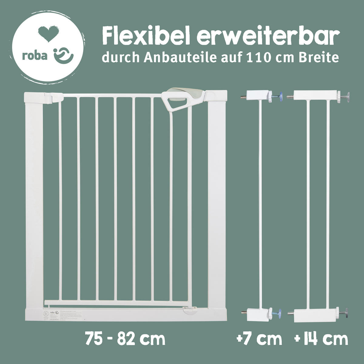 TÜRSCHUTZGITTER easySafe+ zum Klemmen - 75 - 82 cm - Weiß, Metall (82/5cm) - Roba