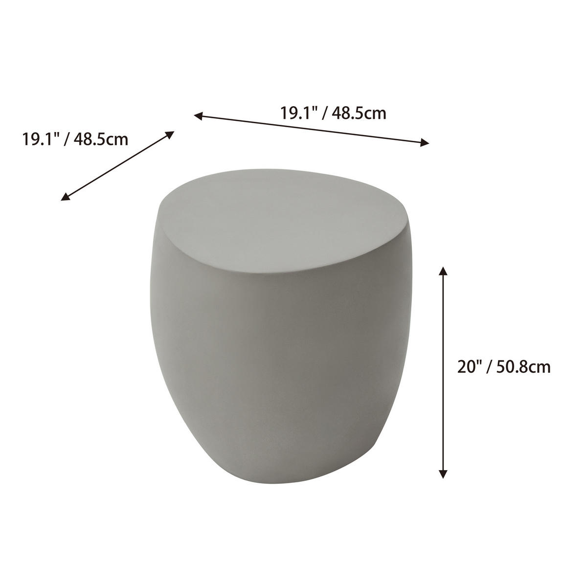 BEISTELLTISCH IKARIA Betonoptik 48 x 48 x 50 cm - Grau, Naturmaterialien (48/48/51cm) - Elementi