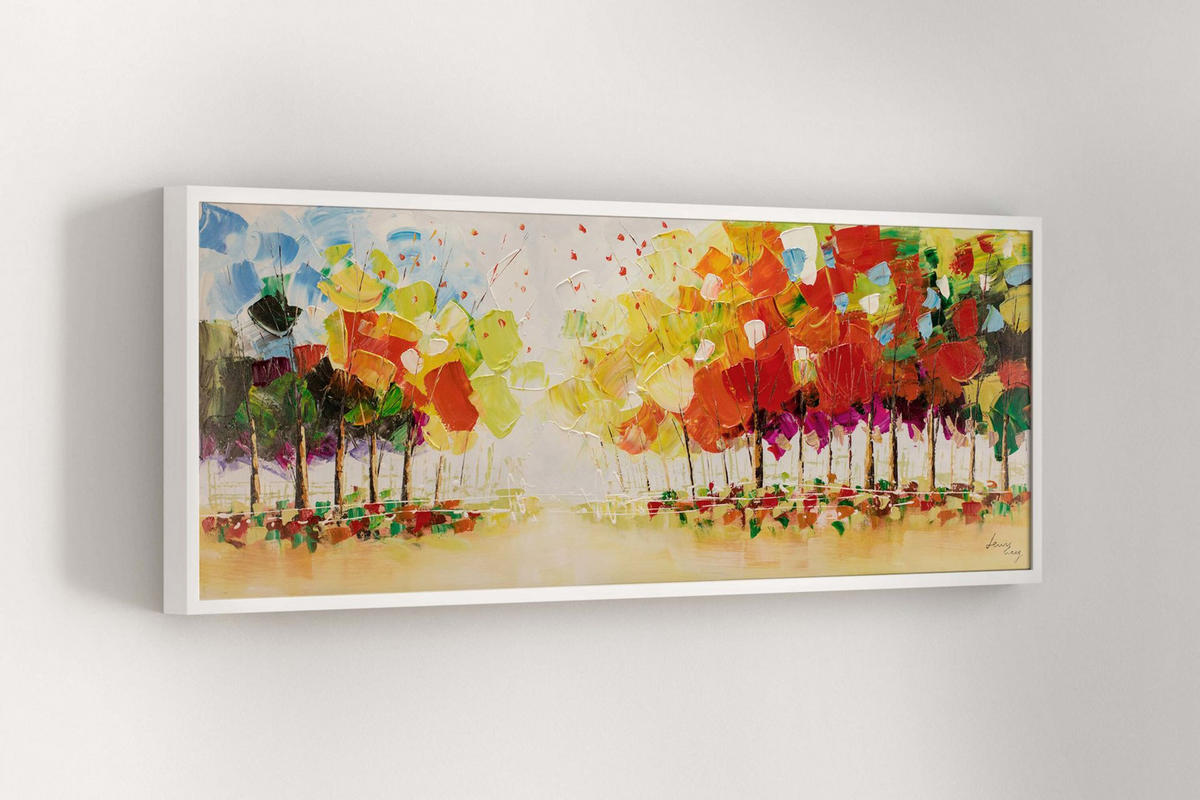 ULJANA SLIKA 150/50 cm, Životinje - narančasta/zelena, tekstil/drvo (150/50cm) - KUNSTLOFT