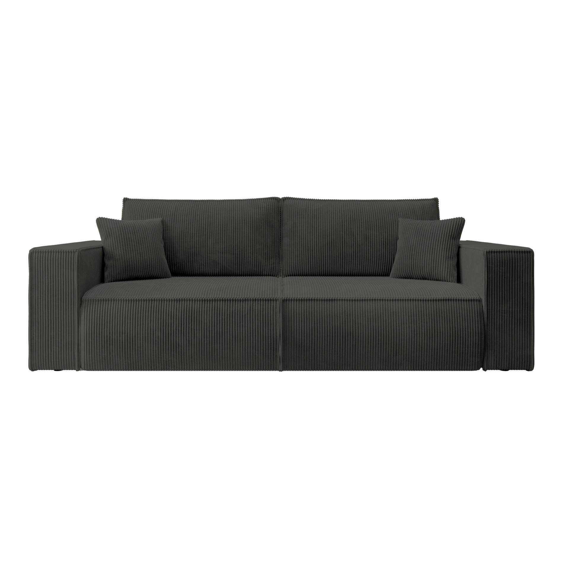SOFA FARESE Dunkelgrau mit Cordbezug - Dunkelgrau, Textil/Metall (257/85/102cm) - Selsey