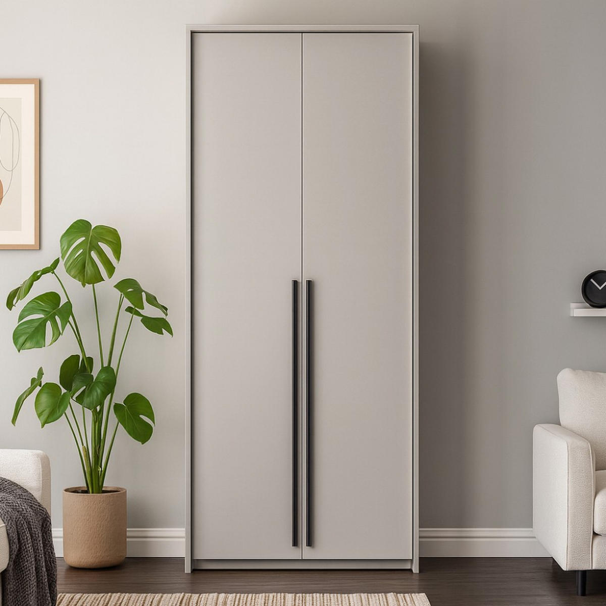 DREHTÜRENSCHRANK Giana mit 2 Türen, 105 cm, Beige Sand - Sandfarben/Beige, Holzwerkstoff (105/217/65cm) - Beautysofa