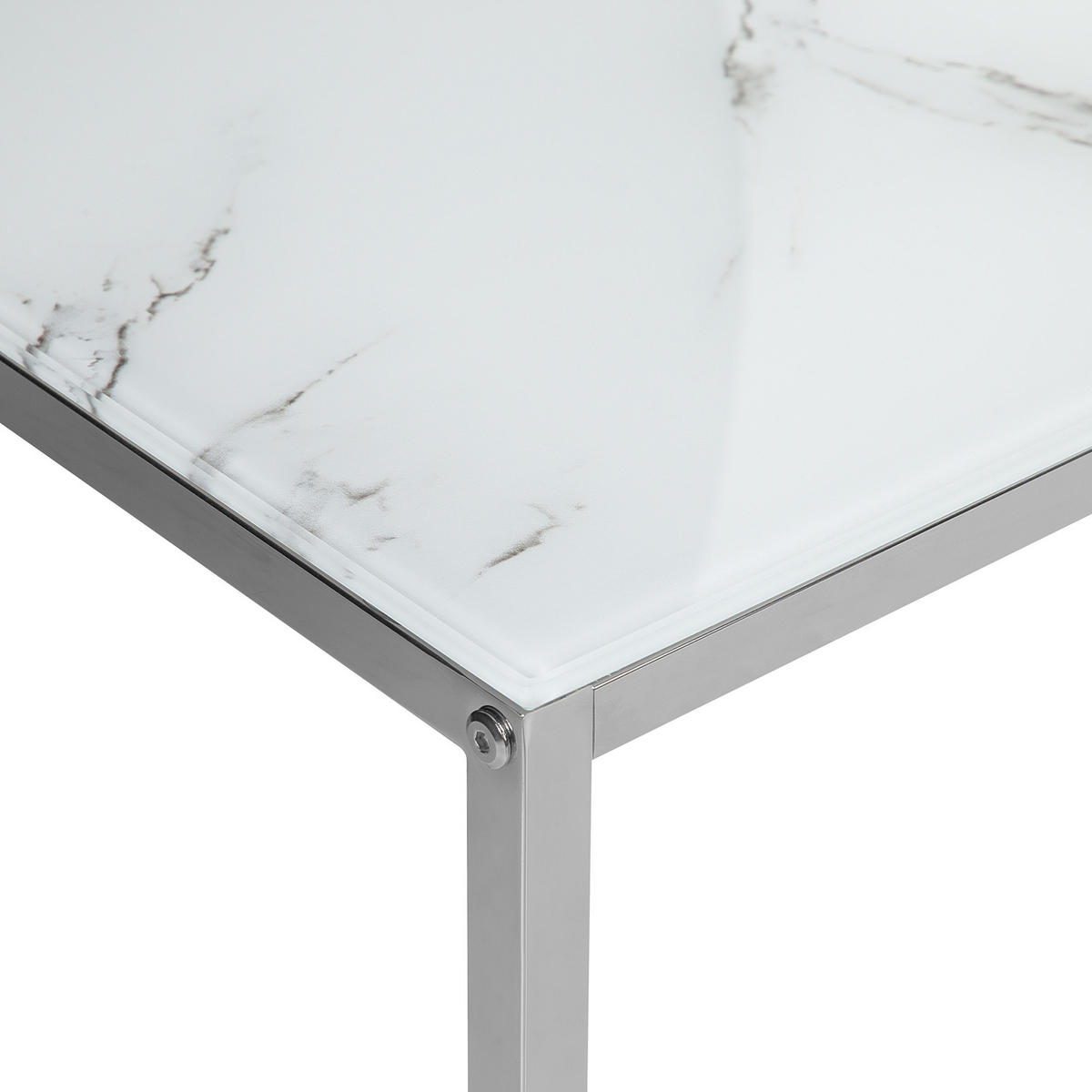 COUCHTISCH 2er-Set Quadratisch Weiß, Silber Brea - Weiß, Glas (60/60cm) - Beliani