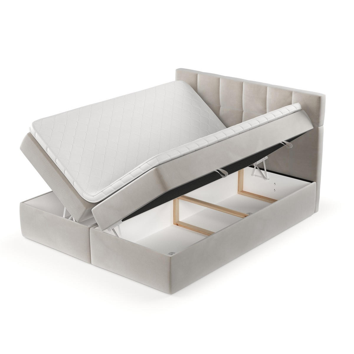 POSTEL BOXSPRING VARENO 160/200 Světle béžová - černá/béžová, kov/dřevo (160/200cm) - AltaBeds