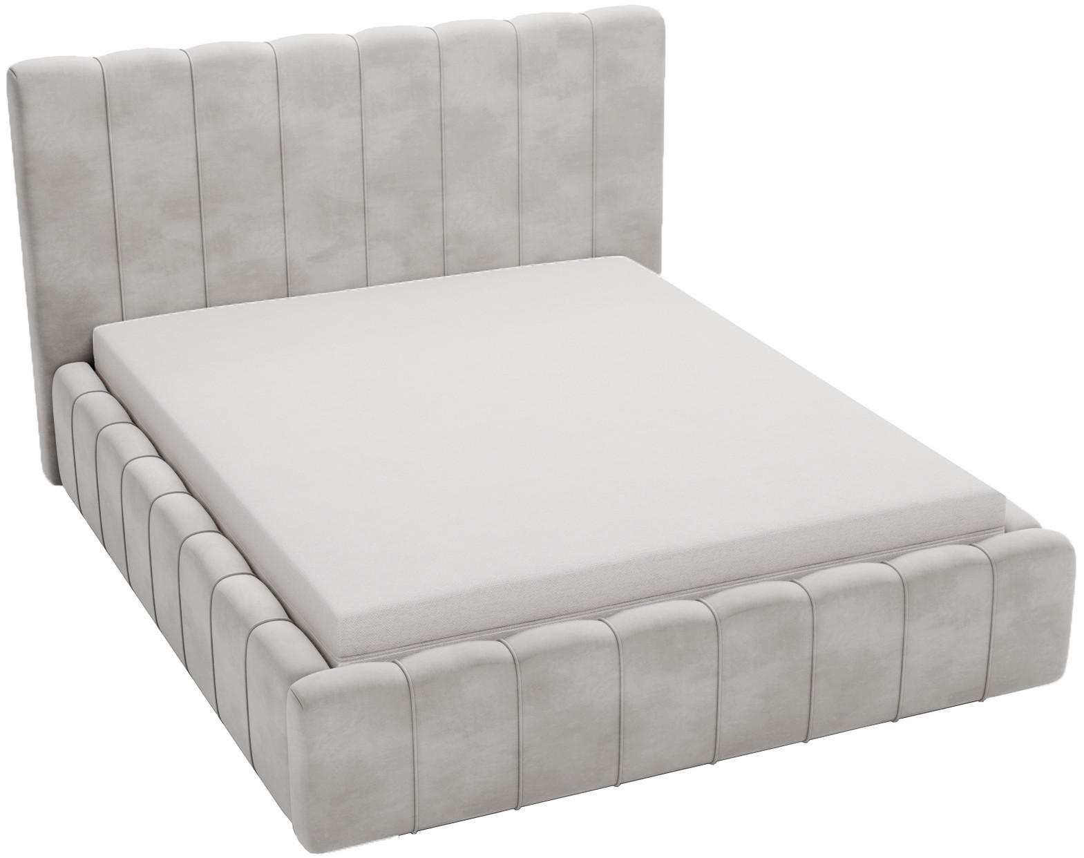 DOPPELBETT mit Bettkasten 140x200 Porto, Lattenrost, Hellgrau - Hellgrau, Holz/Textil (140/200cm) - Emporius