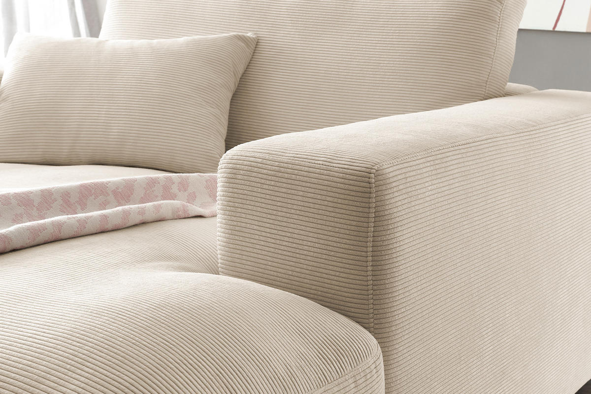 LONGSEAT MADELINE Beige Cord - Beige/Schwarz, Kunststoff/Textil (150/86/170cm) - KAWOLA