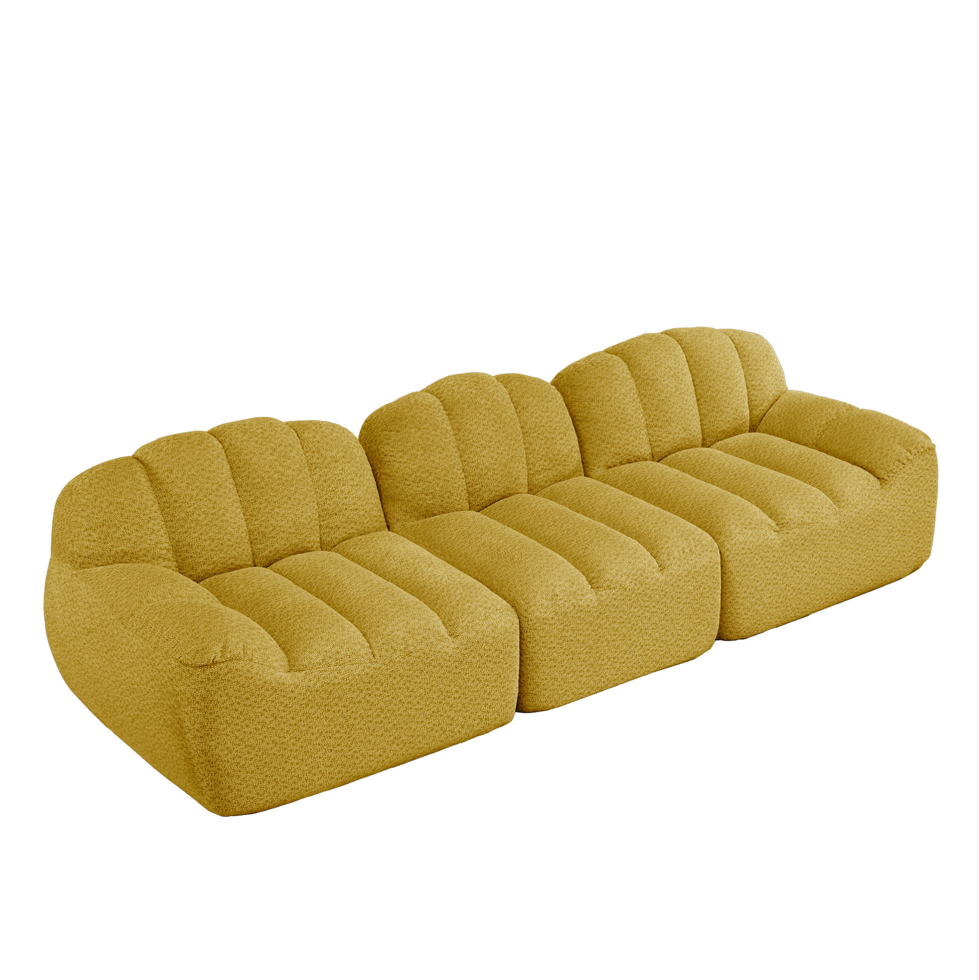 SOFA modular Gelb Granular Fleece 3-Sitzer - Gelb, Kunststoff (104/79/288cm) - Meubliv