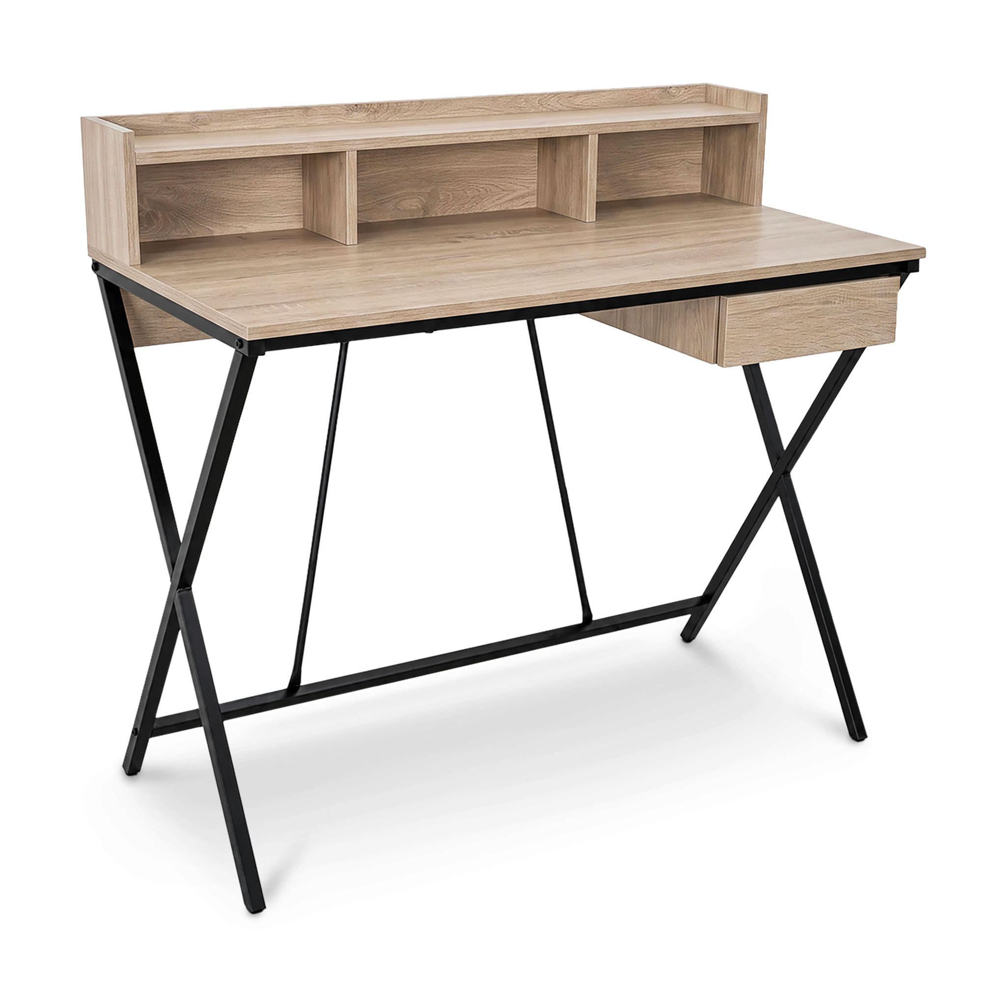 SCHREIBTISCH FLEXO 100 cm Eiche Sonoma - Schwarz/Sonoma Eiche, Holzwerkstoff (50/100/89.5cm) - Akord