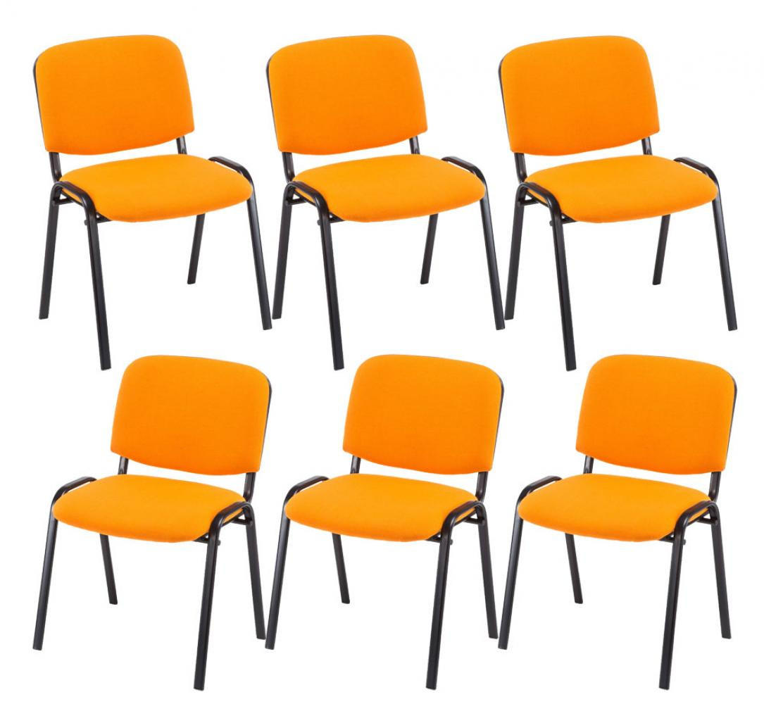 BESUCHERSTUHL 6er Set Stoff orange - Schwarz/Orange, Textil/Metall (53/83/53cm) - CLP
