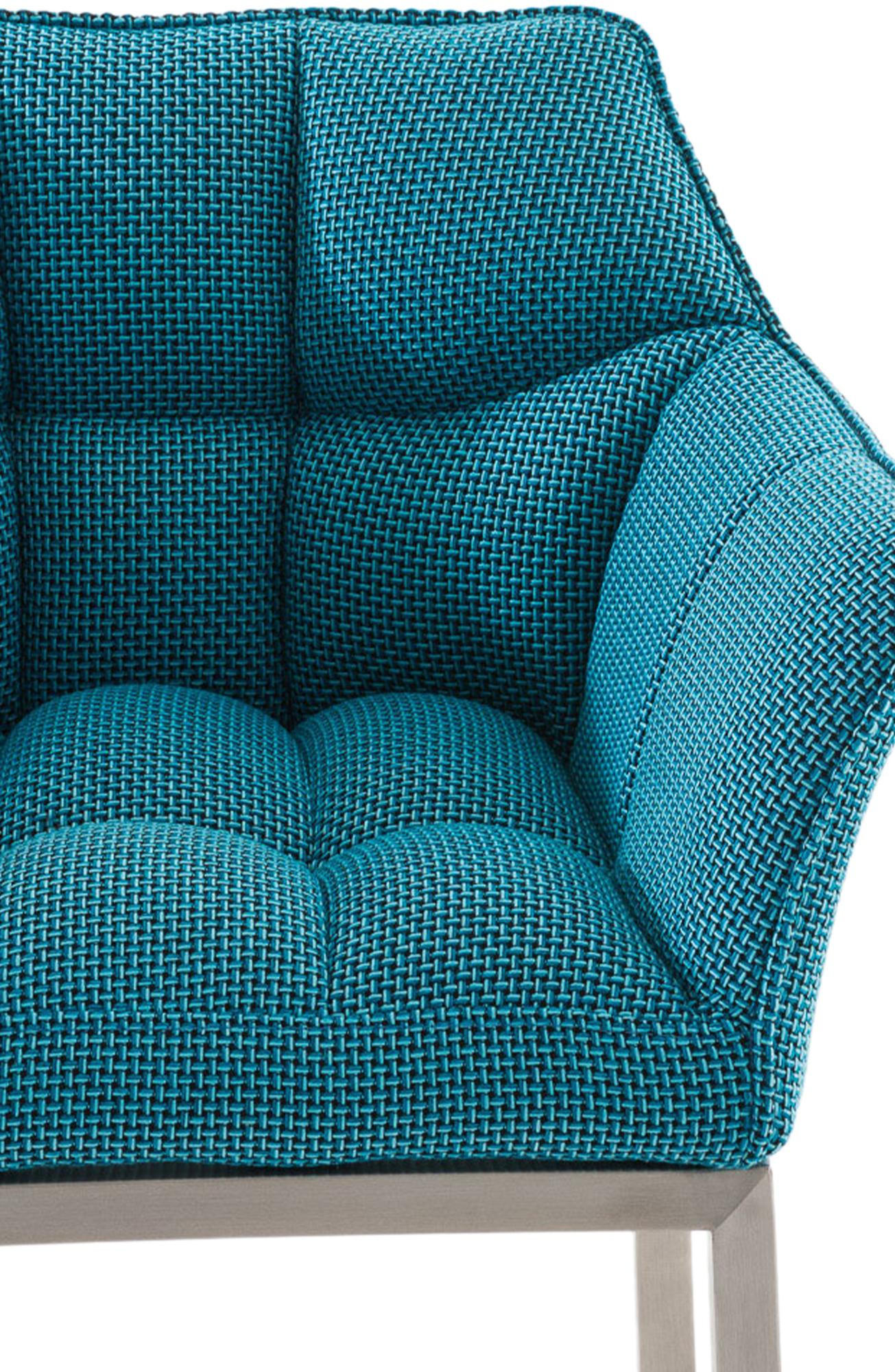 BARHOCKER Stoff türkis - Türkis/Edelstahlfarben, Textil/Metall (64/110/48cm) - CLP