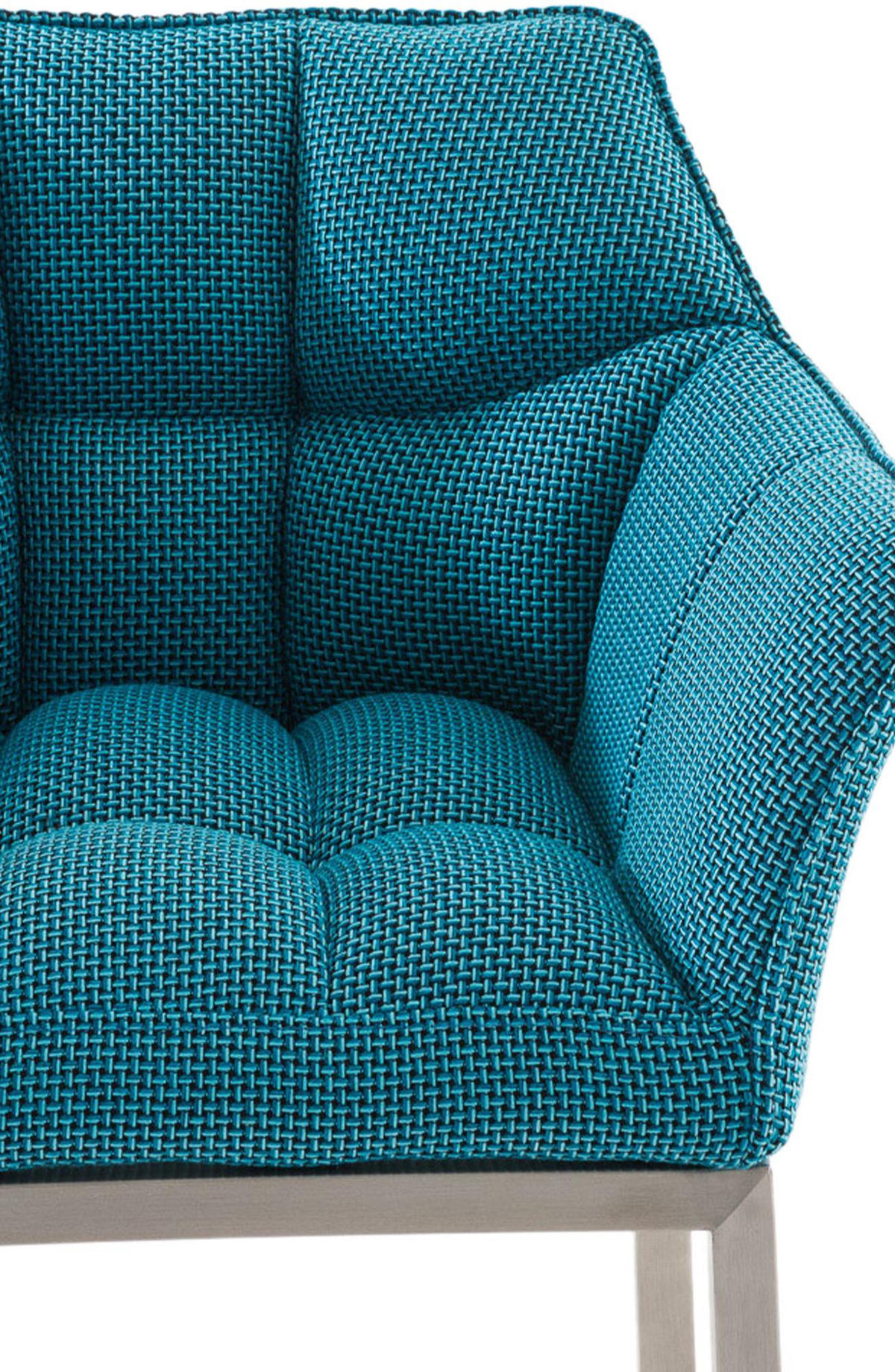 BARHOCKER 2er Set Stoff türkis - Türkis/Edelstahlfarben, Textil/Metall (64/110/48cm) - CLP