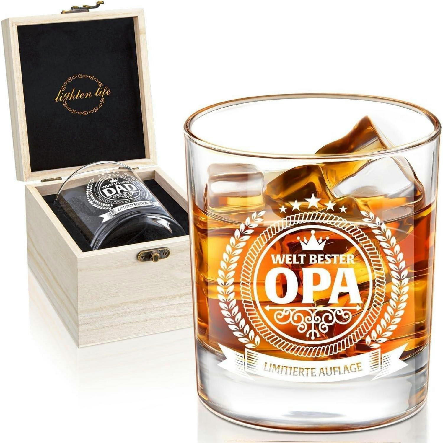 WHISKYGLAS im Geschenkkarton "Welt bester Opa" - Transparent, Glas (0.36L)