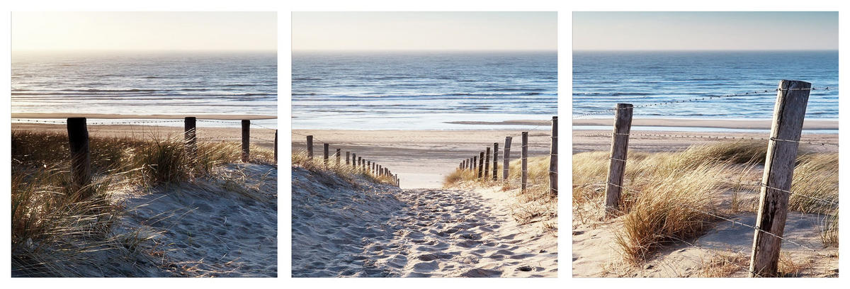 BILDER-SET aus Glas je 50x50 cm Strand und Meer - Beige, Glas (150/50cm) - artissimo