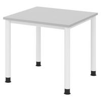 SCHREIBTISCH Serie-H 80/80/74 cm in Grau/Weiß - Weiß/Grau, Holzwerkstoff (80/80/74cm) - bümö