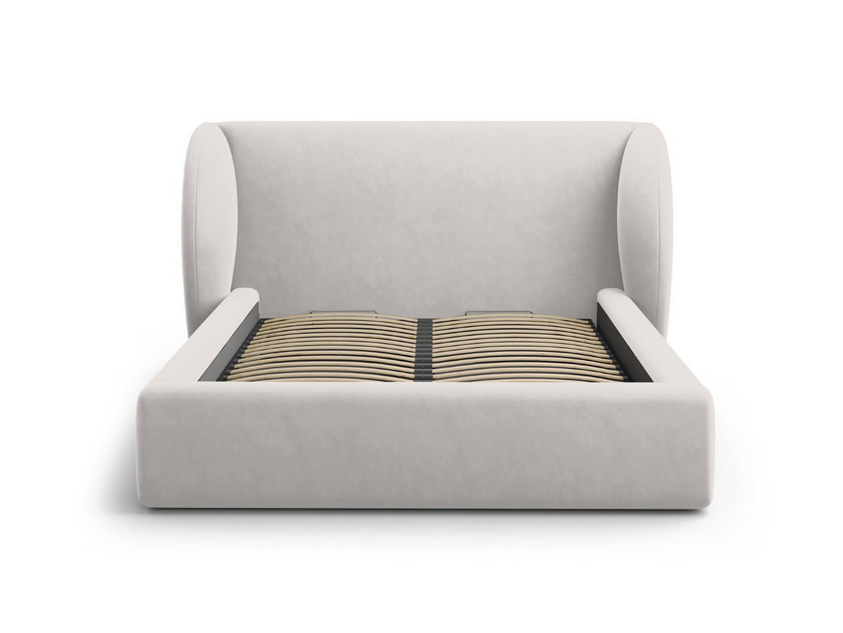 BETT mit Bettkasten und Kopfteil Miley aus Samt silber 160x200cm - Silberfarben, Textil (160/200cm) - Micadoni