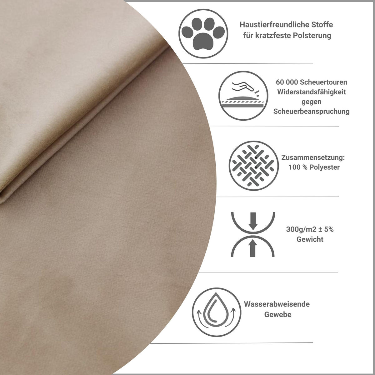 POLSTERBETT Livy Beige 140/200 cm im Samtstoff - Beige/Naturfarben, Holz/Holzwerkstoff (140/200cm) - Maison de Reve
