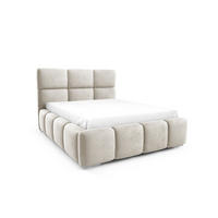 POLSTERBETT TRIO, 180x200 cm, Doppelbett mit Bettkasten, Velourstoff, Frabe: Beige - Beige, Holz/Kunststoff (180/200cm)