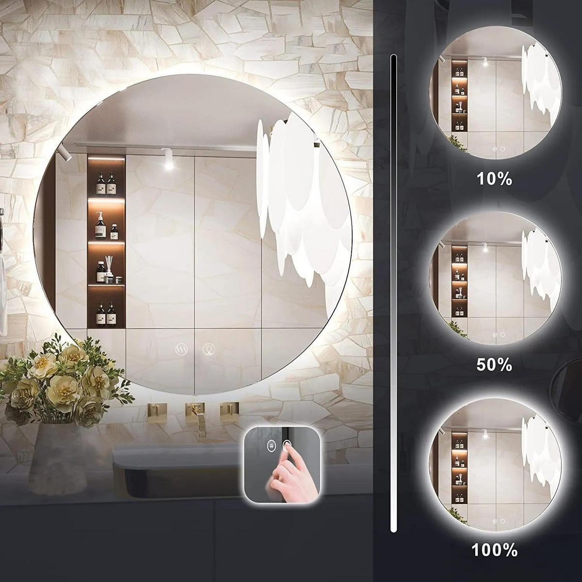 SPIEGEL Rea Led 100cm Hzj100 - Transparent, Glas (100/100/100cm) - REA